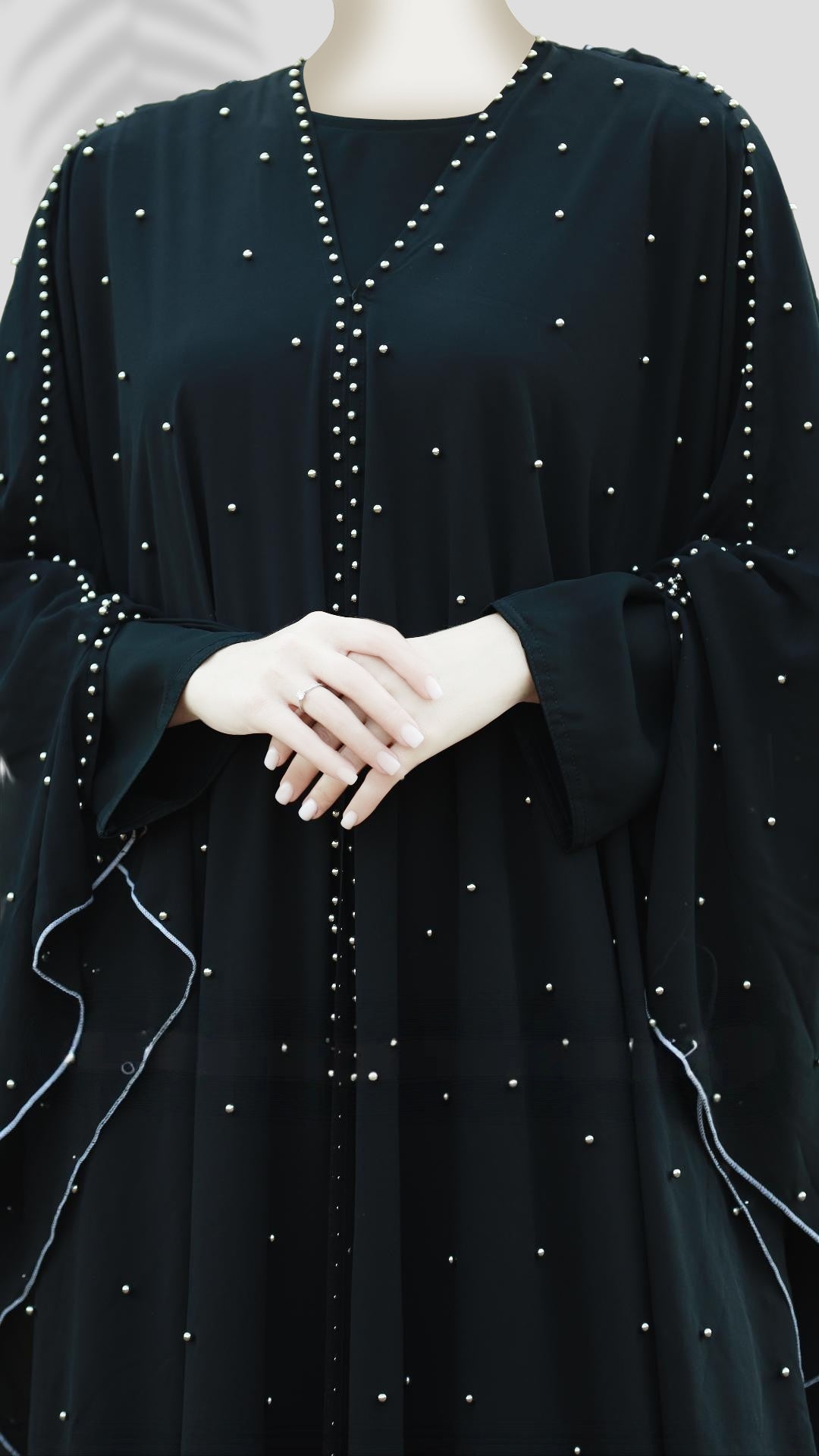 Luxury Nida Georgette Black Abaya for Women – Full Sleeves, Round Neck, Casual Wear with Hijab | Malika Royals