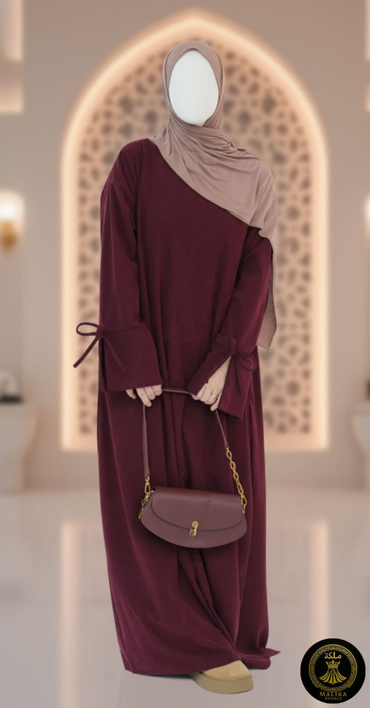 Luxury Corduroy Maxi Dubai Abaya - Anti-Wrinkle Fabric & Long Sleeve Design | Malika Royals