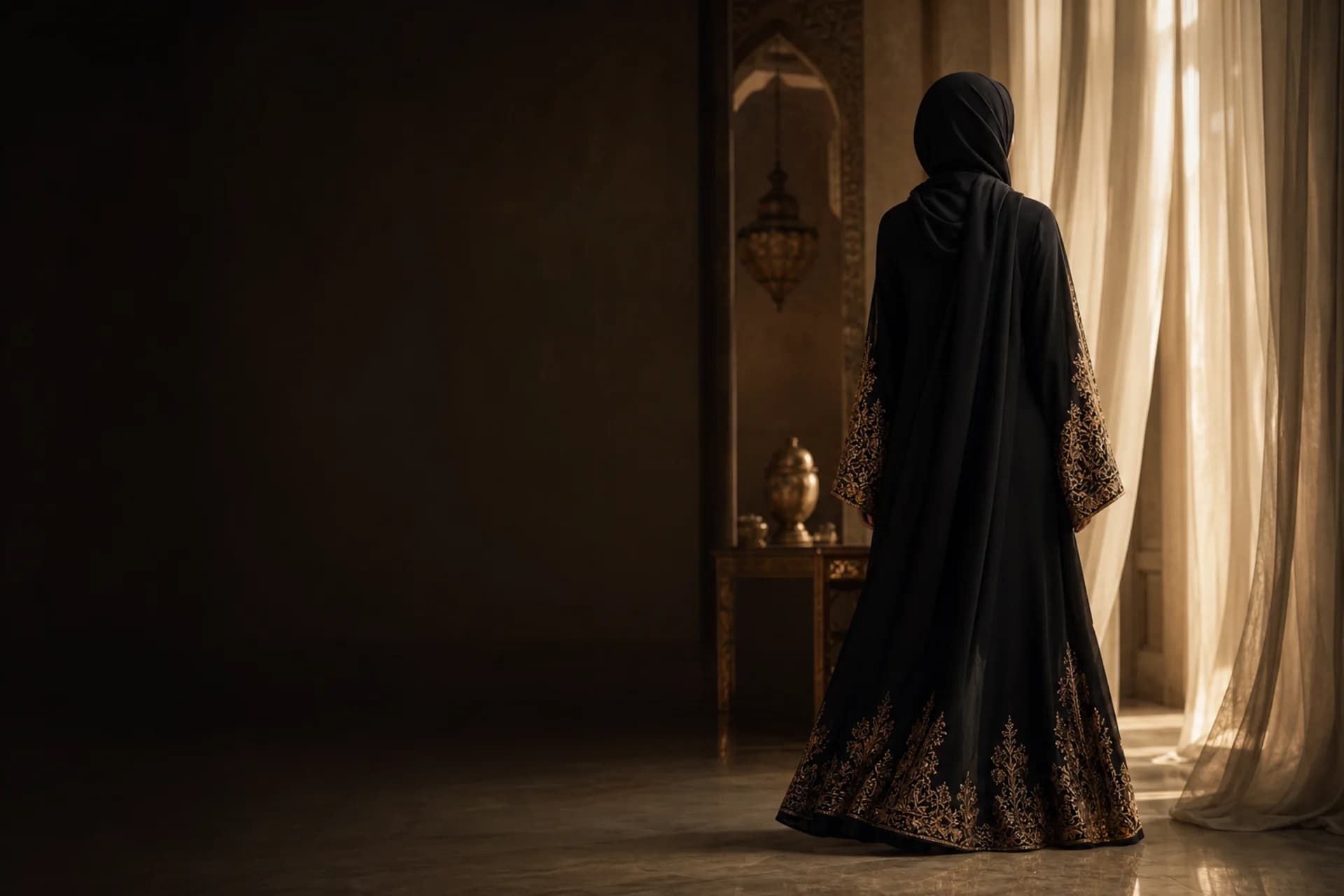Black embroidered Malika abaya