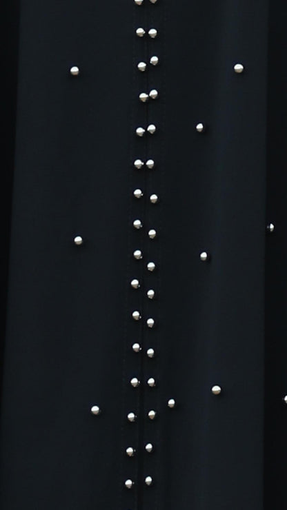 Luxury Nida Georgette Black Abaya for Women – Full Sleeves, Round Neck, Casual Wear with Hijab | Malika Royals