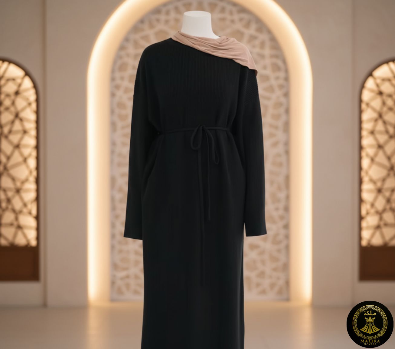 Luxury Knit Maxi Abaya - Wool & Polyester Fabric with Middle Eastern Maxi Silhouette | Malika Royals