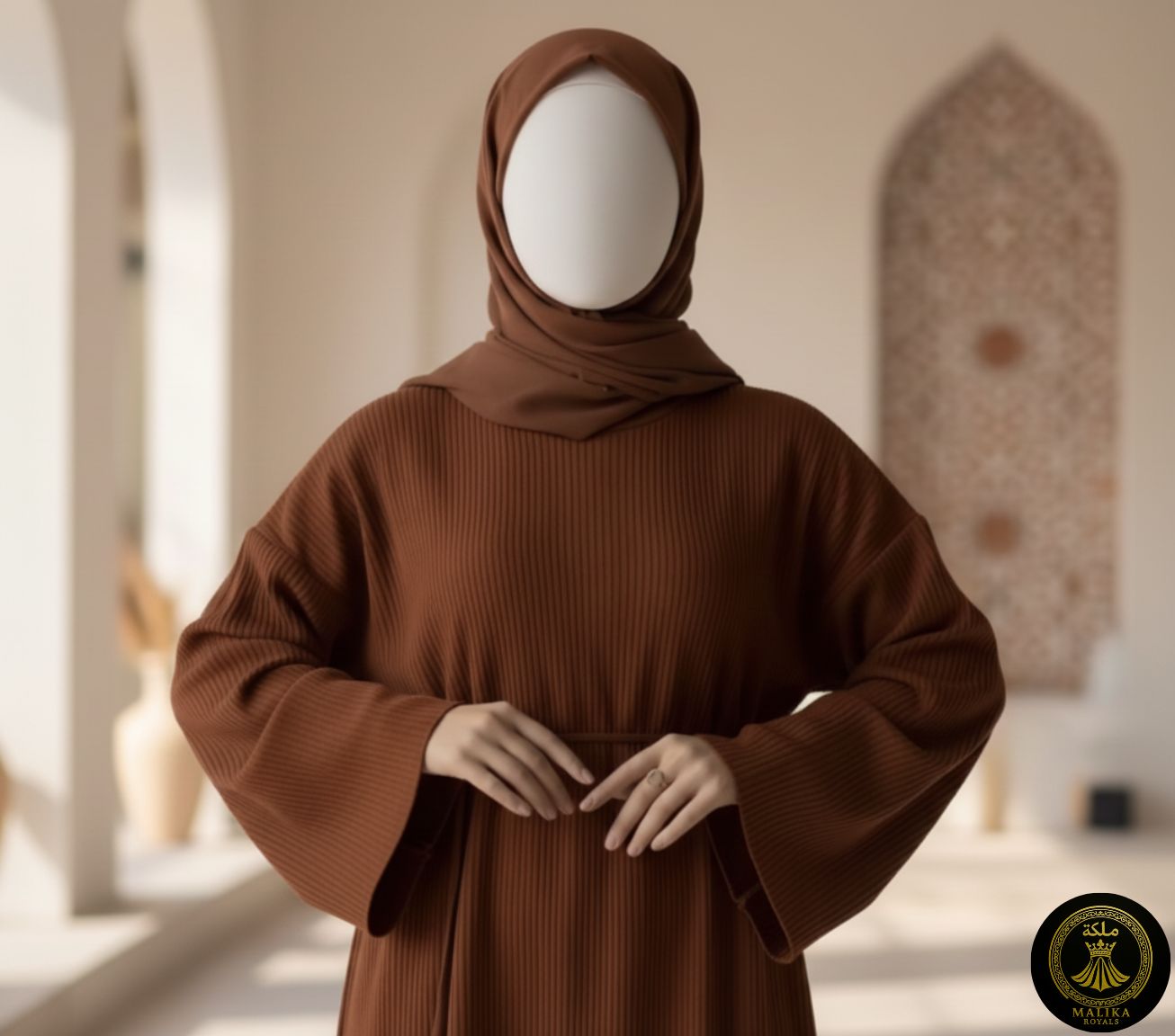 Luxury Knit Maxi Abaya - Wool & Polyester Fabric with Middle Eastern Maxi Silhouette | Malika Royals