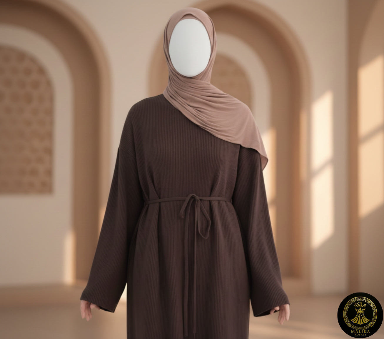 Luxury Knit Maxi Abaya - Wool & Polyester Fabric with Middle Eastern Maxi Silhouette | Malika Royals