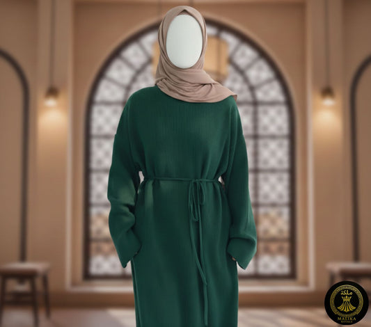 Luxury Knit Maxi Abaya - Wool & Polyester Fabric with Middle Eastern Maxi Silhouette | Malika Royals