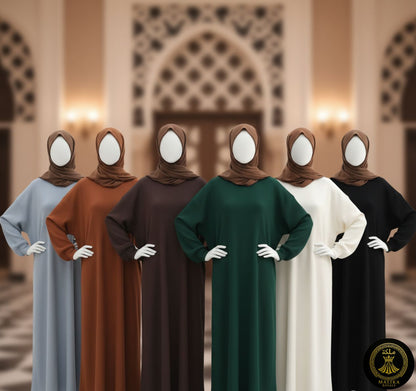 Luxury Knit Maxi Abaya - Wool & Polyester Fabric with Middle Eastern Maxi Silhouette | Malika Royals