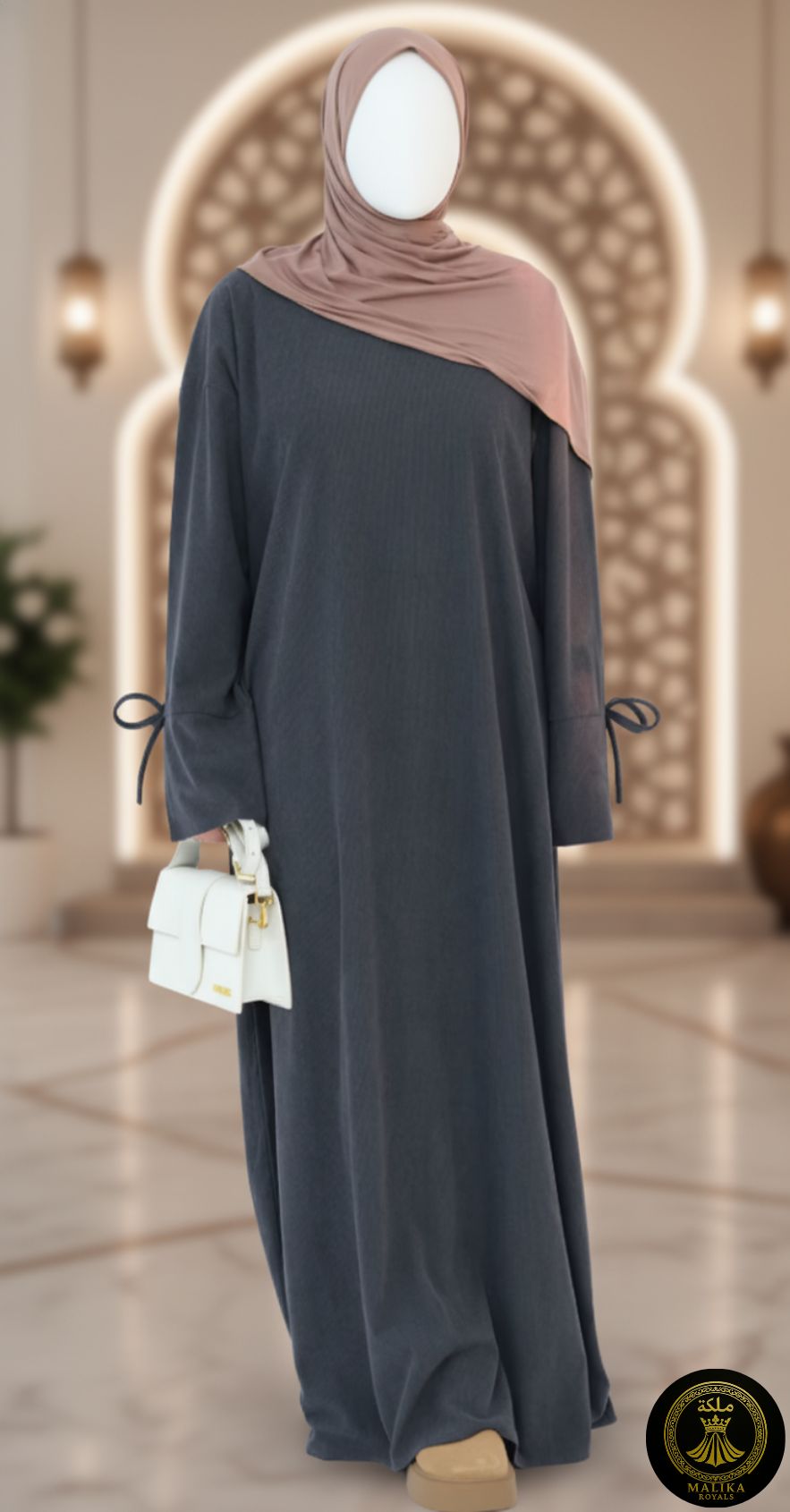 Luxury Corduroy Maxi Dubai Abaya - Anti-Wrinkle Fabric & Long Sleeve Design | Malika Royals