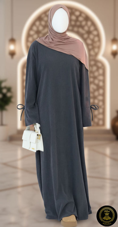 Luxury Corduroy Maxi Dubai Abaya - Anti-Wrinkle Fabric & Long Sleeve Design | Malika Royals