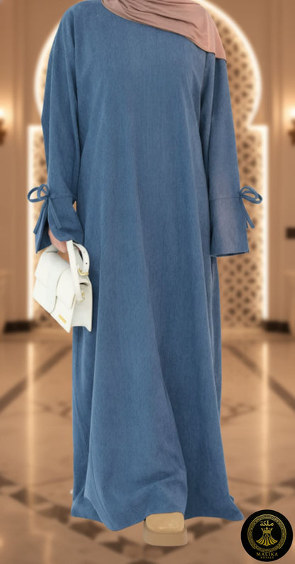 Luxury Corduroy Maxi Dubai Abaya - Anti-Wrinkle Fabric & Long Sleeve Design | Malika Royals